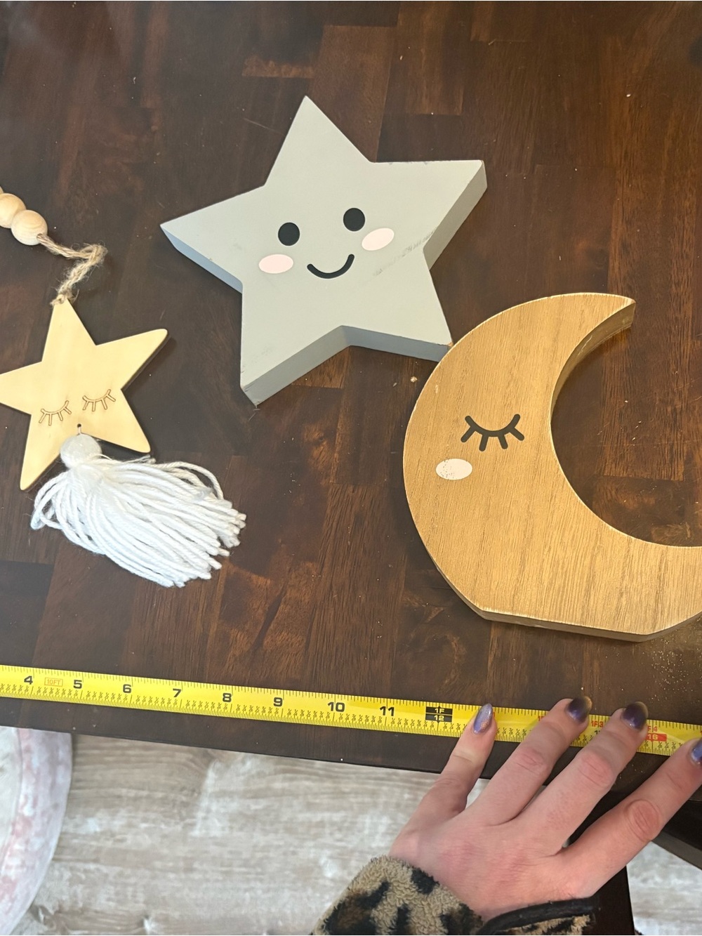 Wooden Moon and Star Wall Accents - Neutral Nursery Decor
